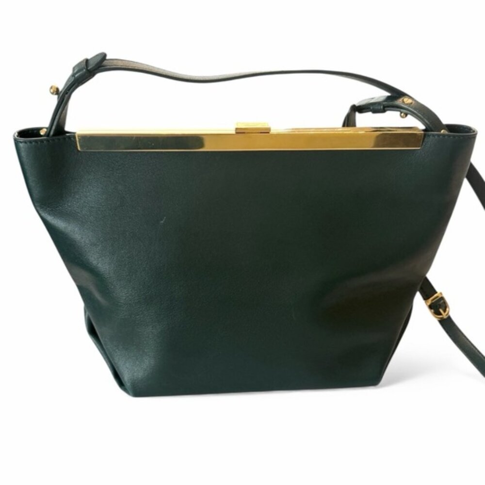 KHAITE Augusta Leather Cross-Body Bag - Dark Green with Gold Hardware - Picture 2 of 9